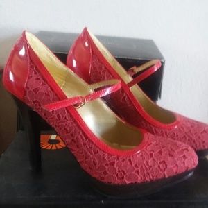 Splash red Mary Janes